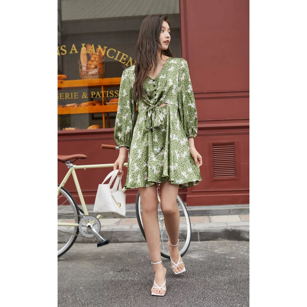Vero Moda Đầm Chữ A Thắt Eo In Họa Tiết Hoạt Hình tay lỡ 3/4 Cho Nữ 32127C002