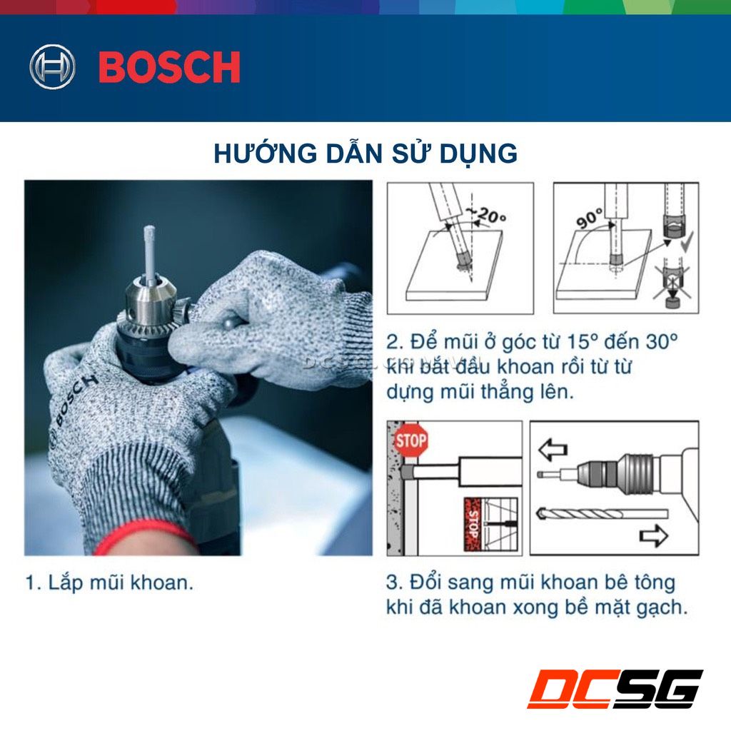 Mũi khoan đá hoa cương, gạch bóng kính siêu cứng Bosch (chọn phân loại) | DCSG
