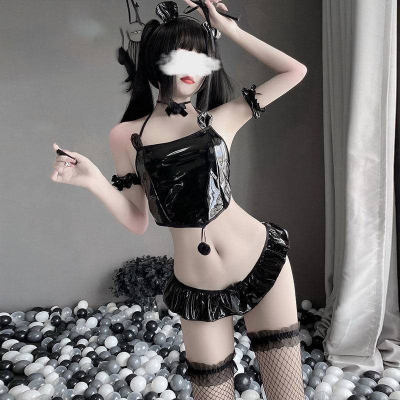 Bộ Đồ Lót Hóa Trang Bằng Da Bóng Gợi Cảm Cho Nữ