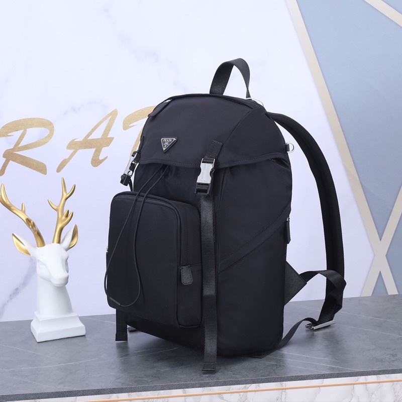 Balo/túi du lịch dây rút cao cấp logo Prada Saffiano có 2 mẫu nhiều ngăn có thể để laptop hàng vip 1-1