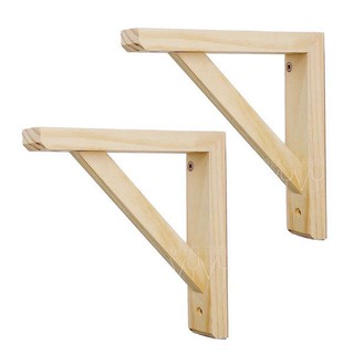 Cặp chân kệ gỗ treo tường, eke gỗ, giá đỡ chữ L màu gỗ tự nhiên