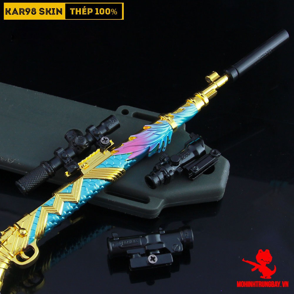 Mô Hình PUBG Kar98 Skin Rồng Biển Tặng Kèm 3 Scope Và Kệ Trưng Bày 19cm