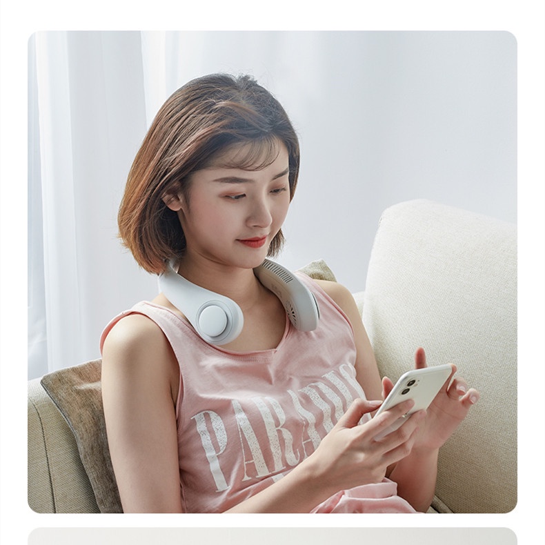 Quạt thể thao làm mát thiết kế đeo cổ sạc cổng usb không tiếng động tiện dụng