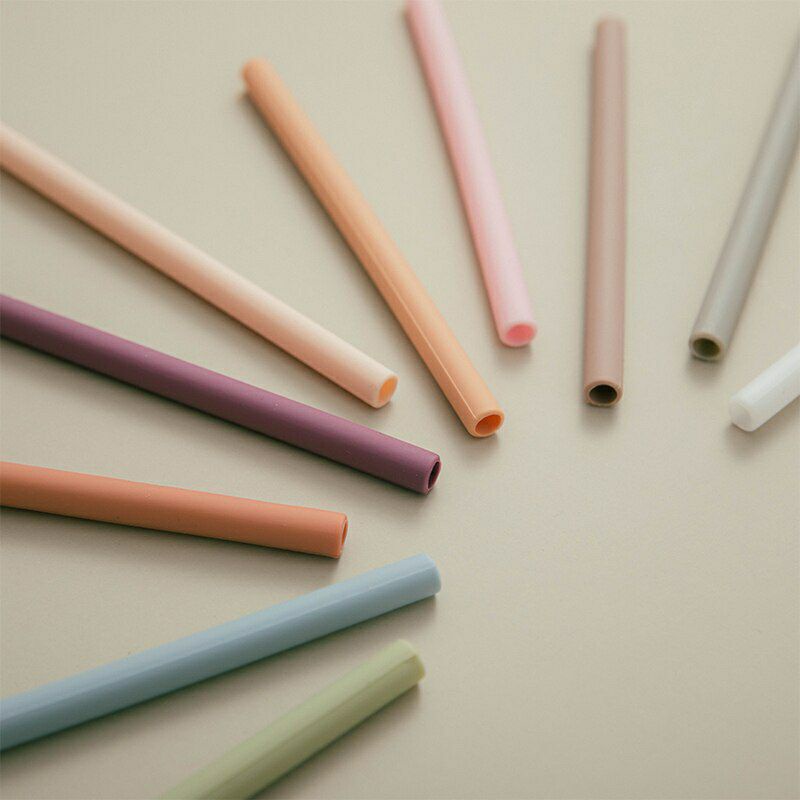 Ống hút silicone cho bé ăn dặm, phong cách Hàn Quốc nhẹ nhàng