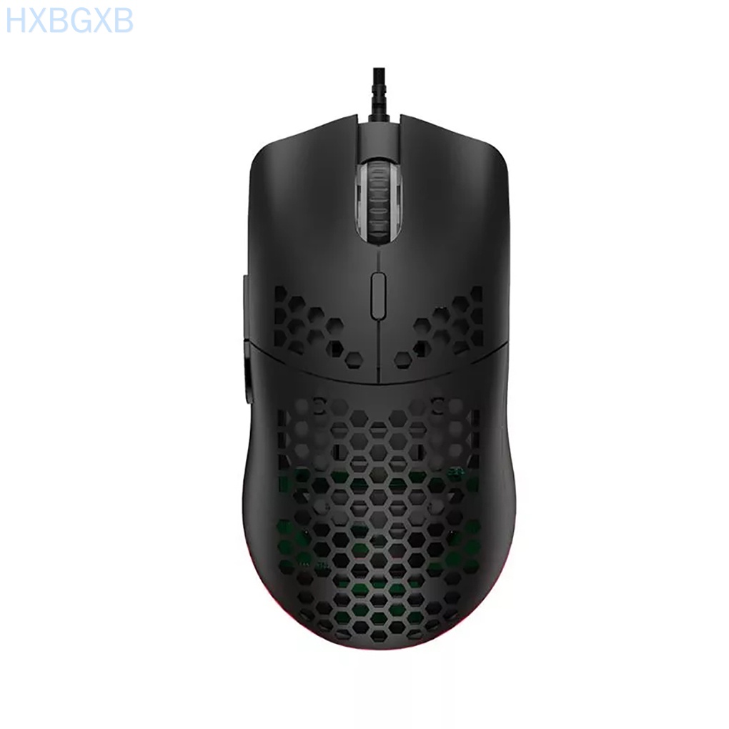 HXBG Gaming Mouse USB Wired 6400DPI Honeycomb LED Backlight Computer Mouse Desktop Accessory, Black