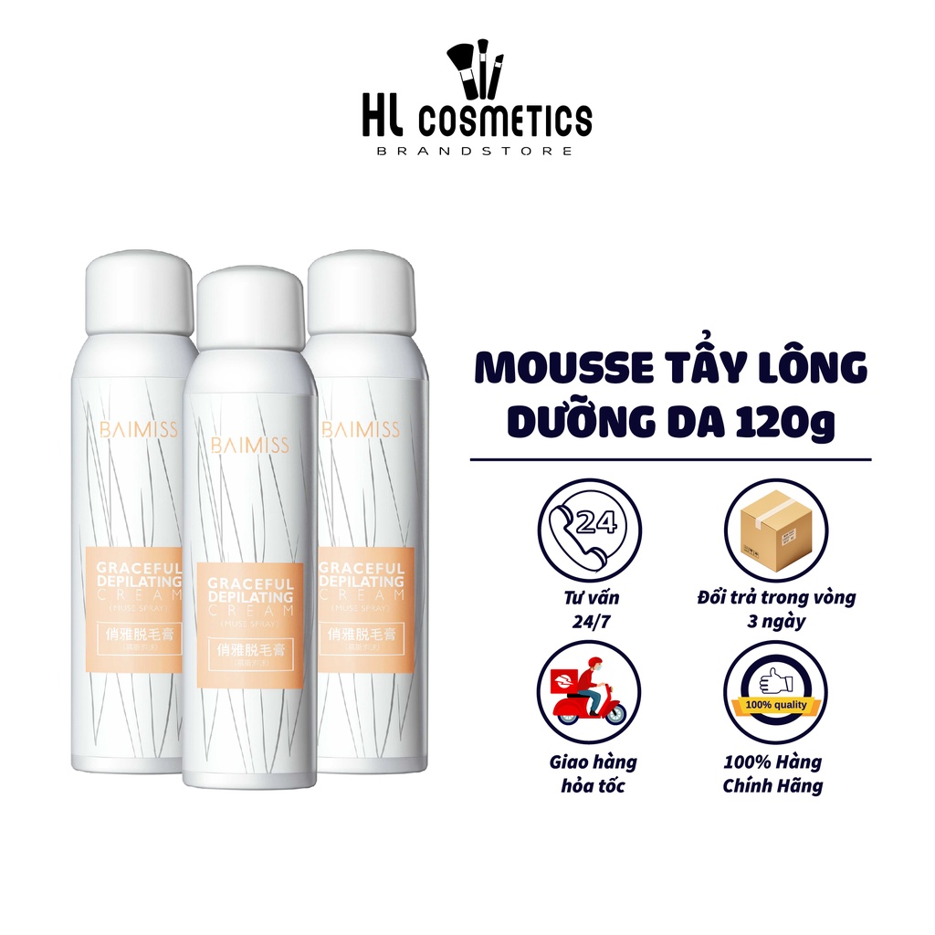 Mousse Tẩy Lông Nhanh Chóng Dưỡng Da Hiệu Qủa Sạch Sẽ BAIMISS 120g BMYR59