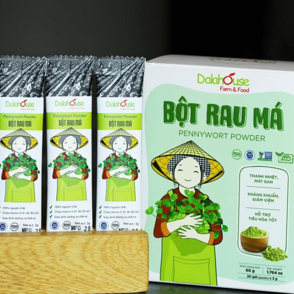 [SẢN PHẨM XANH] Bột Rau Má Sấy Lạnh DalaHouse Nguyên Chất 100%  Thanh Nhiệt - Chống Lão Hóa Da.