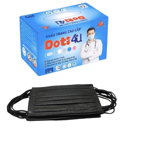 Khẩu Trang Đen / Khẩu Trang Đen 4 lớp cao cấp hộp 50 cái, chuyên cung cấp cho các hệ thống Nhà thuốc và bệnh viện | BigBuy360 - bigbuy360.vn