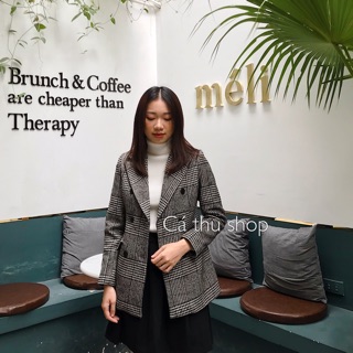Áo blazer dạ kẻ