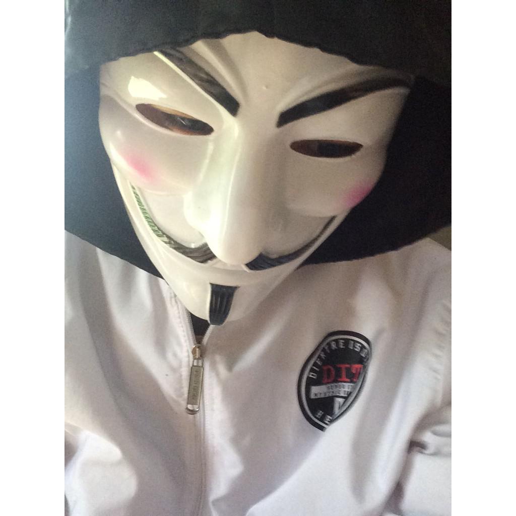Mặt nạ Hacker mặt nạ Anonymous hóa trang (Trắng)