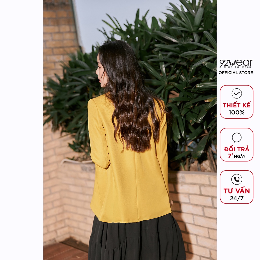 Áo vest nữ 92WEAR, thiết kế hàn quốc dài tay túi ốp hai hàng cúc thanh lịch, trẻ trung VDW1170 | BigBuy360 - bigbuy360.vn