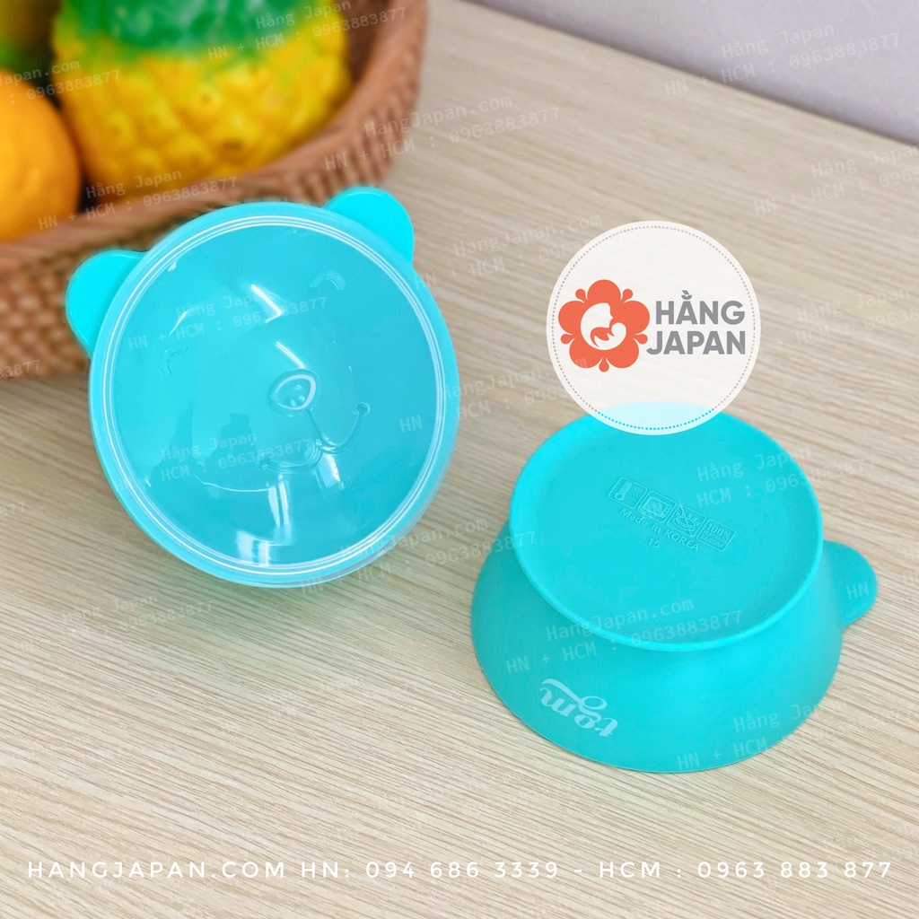 Bát ăn dặm silicon hình gấu cao cấp TGM có nắp,có đế hít chống đổ cho bé