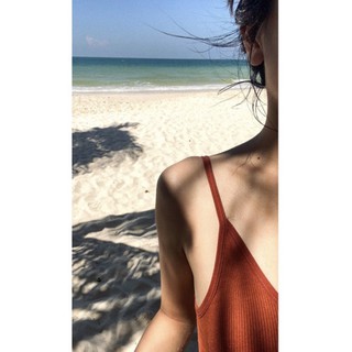 Áo 2 dây thun gân croptop (ảnh thật)