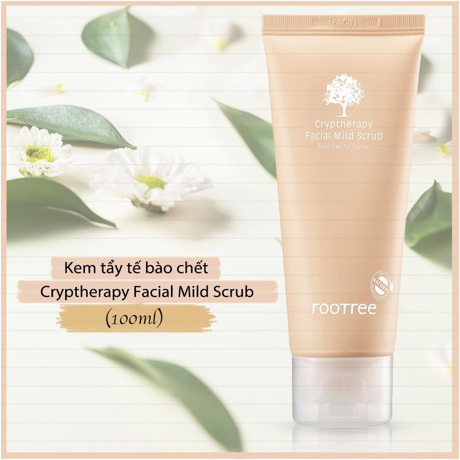 Kem Tẩy tế bào chết dạng kỳ Rootree Crytherapy Facial Mild Scrub 100ml + Tặng 1 băng đô tai mèo ( màu ngẫu nhiên)