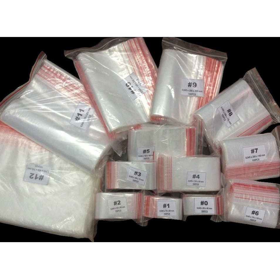 Túi Zip Trong Chỉ Đỏ 1 Kg Túi Zipper Bấm Miệng nhiều kích thước
