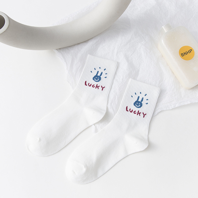 Fashion Vớ cotton dệt kim màu trắng xinh xắn dành cho nữ