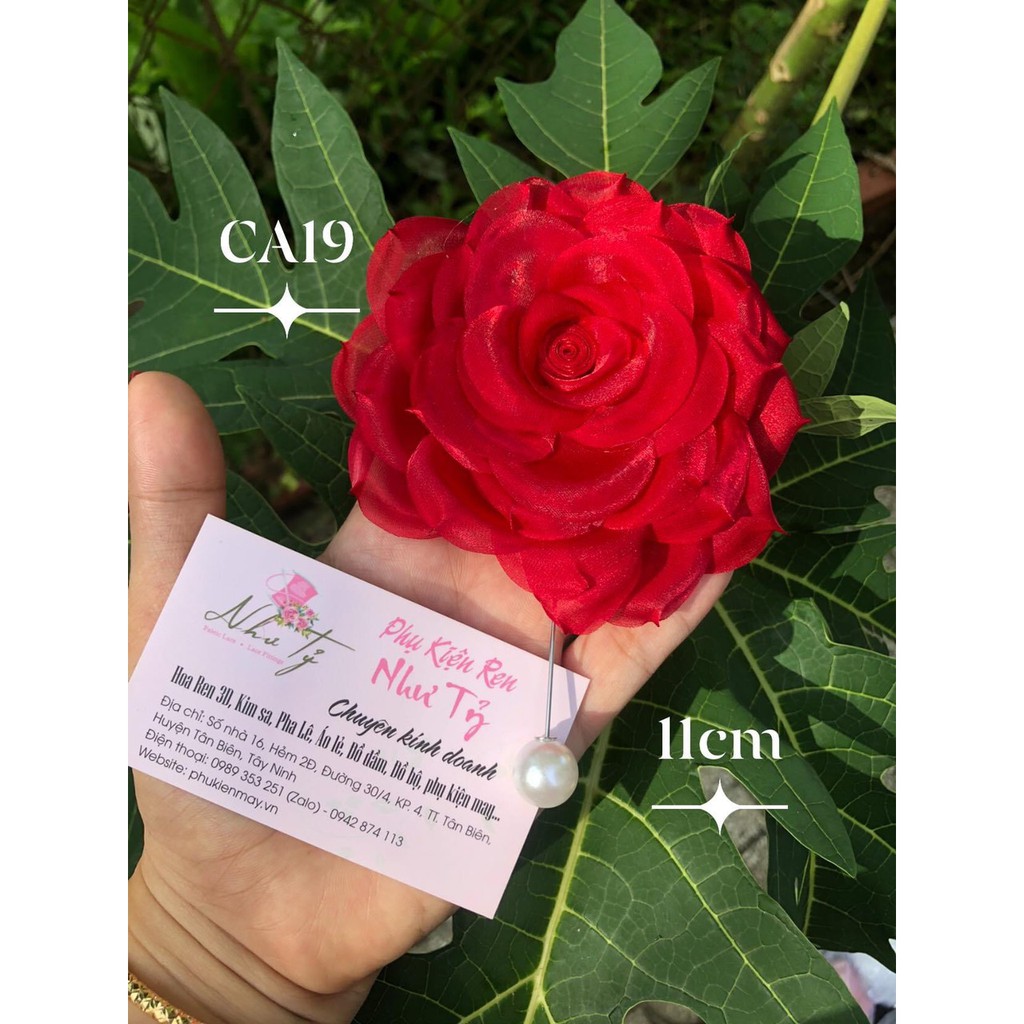 cài áo hoa hồng cách nhon 11cm