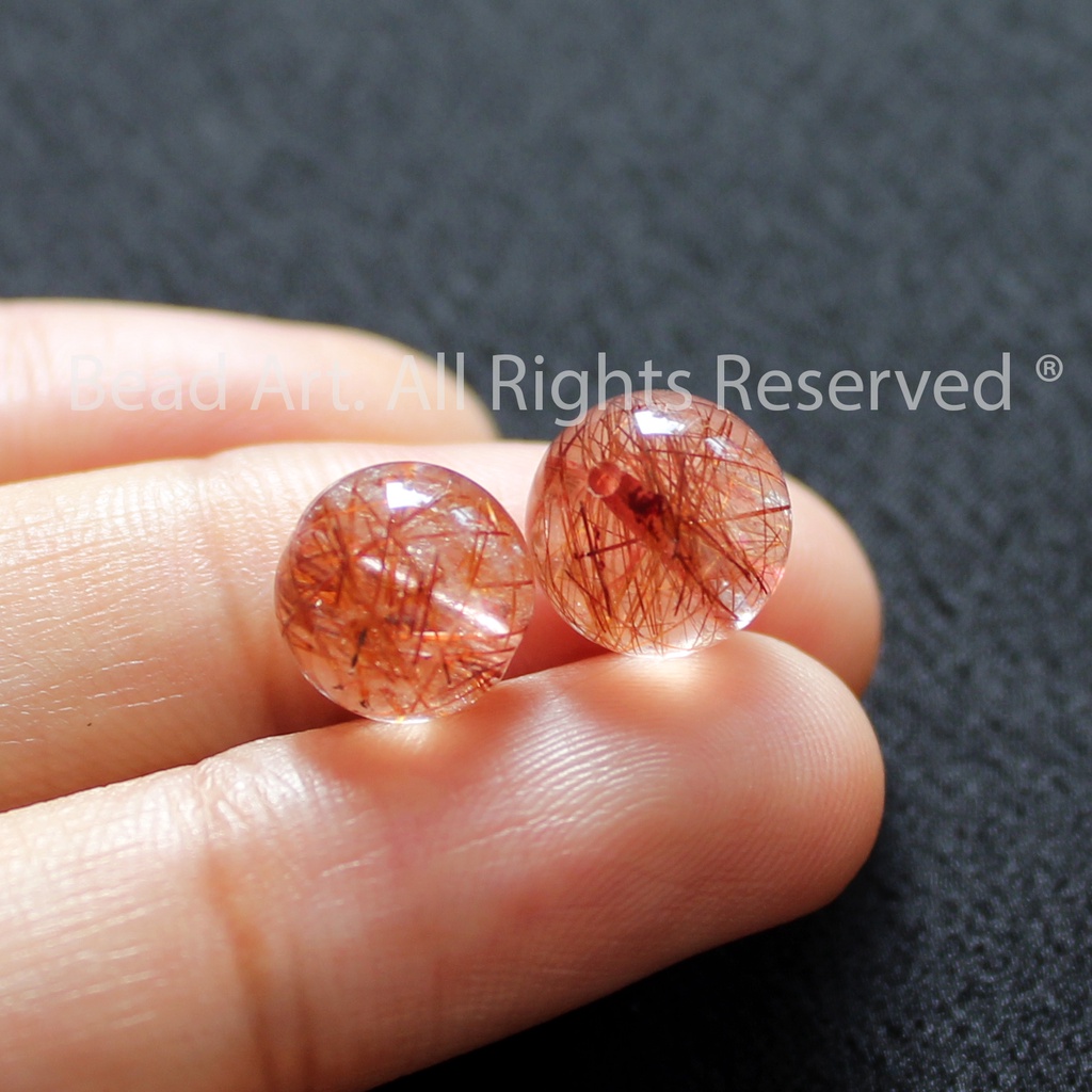 9MM Đá T.A Tóc Đỏ Loại AA, Hoả, Thổ, Đá Phối Vòng Tay Phong Thuỷ, Chuỗi Hạt S50 - Bead Art