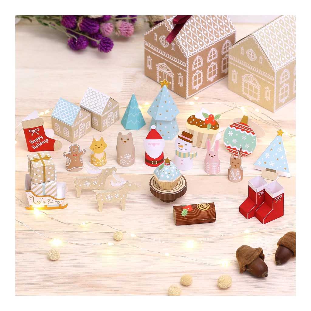 Mô hình giấy Giáng Sinh Noel Christmas Mini Toy Figurines