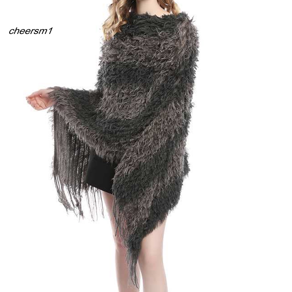 Áo choàng dệt kim dáng rộng màu sắc tương phản thanh lịch
 | BigBuy360 - bigbuy360.vn