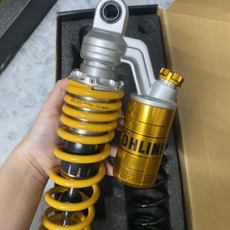 Phuộc nhún sau OHLINS bình dầu TĂNG CHỈNH THIỆT cho các xe AB  Novo 4 5 6 Impulse NVX PCX Dylan ...