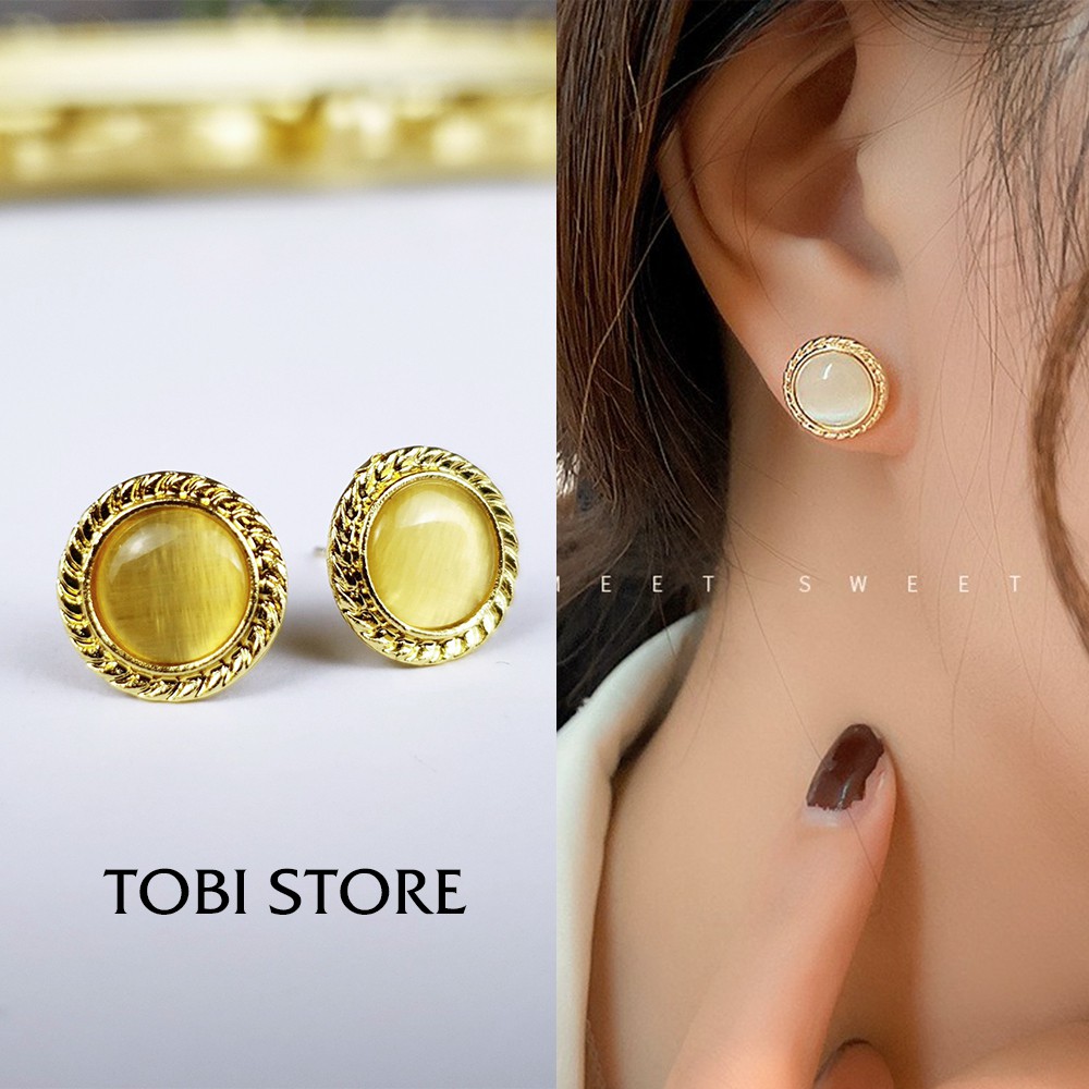 Khuyên tai nữ TOBI STORE nhiều kiểu dáng bông tai dễ thương đính ngọc mạ vàng đáng yêu kiểu tròn, dài, nụ