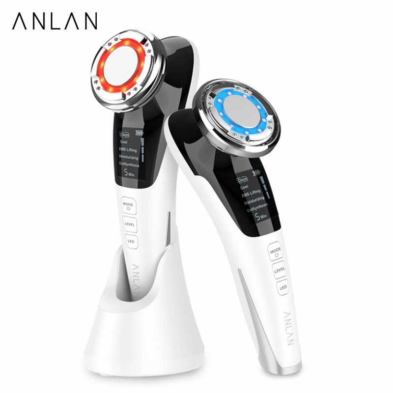 ANLAN Máy mát xa mặt bằng sóng âm tích hợp đèn LED EMS chế độ nóng / lạnh chống nếp nhăn / lão hoá