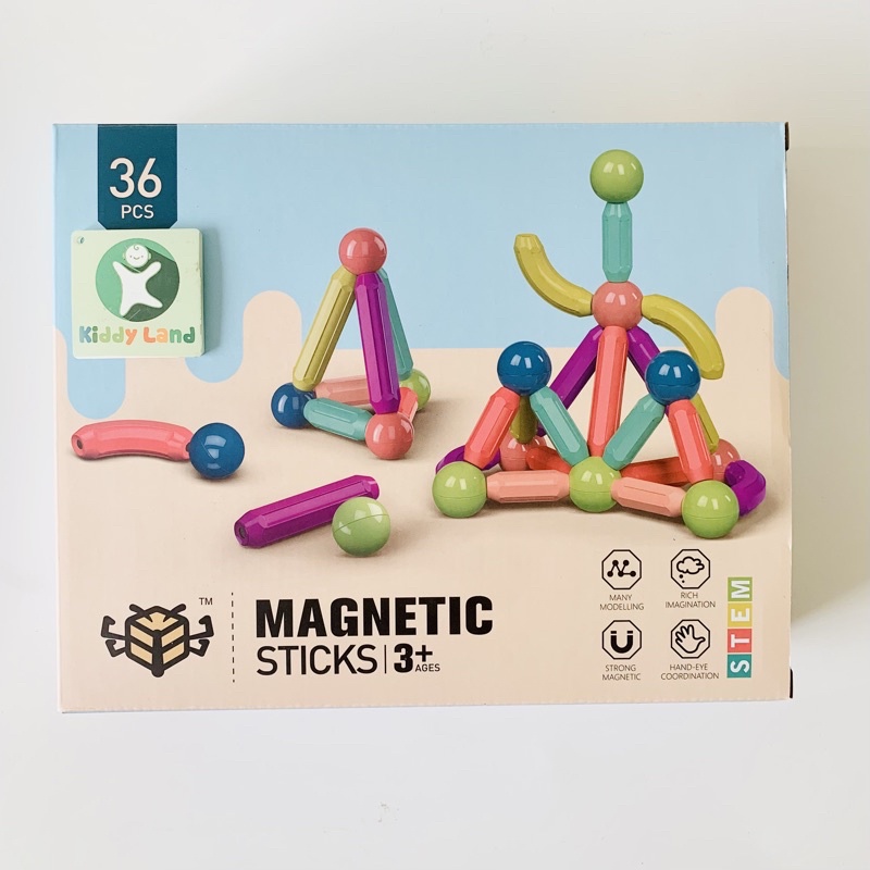 Đồ chơi Que từ tính tròn lắp ráp xếp hình khối nam châm MAGNETIC STICKS 36 chi tiết