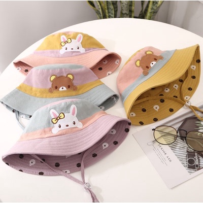 Mũ vành tròn cho bé gái chất vải xịn nhiều màu xinh xắn dễ thương cho bé 2 - 5 tuổi