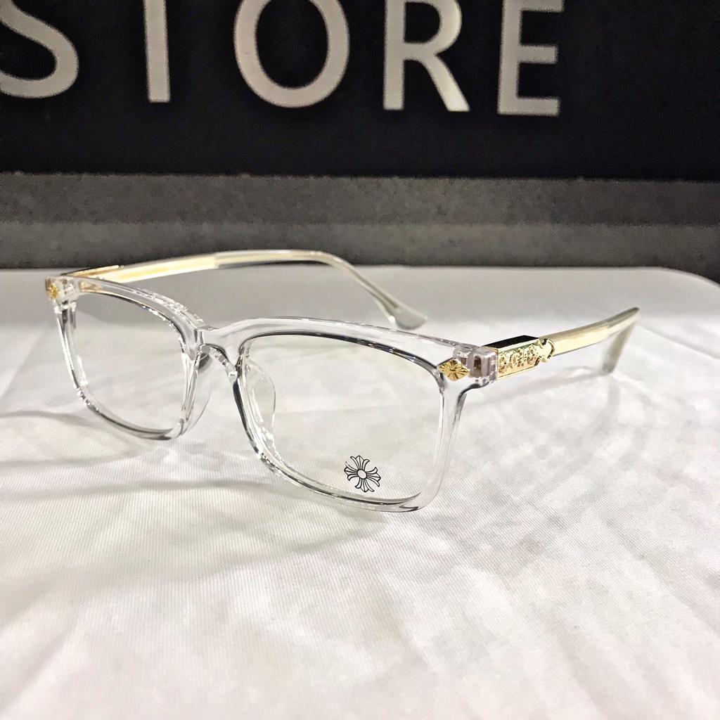 Kính CHROME HEART Cao Cấp Nhiều Màu Đen/Trong/Xám/Beo Gọng Vuông Unisex Có Thể Lắp Cận