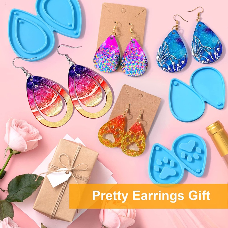 Set 113 Khuôn Nhựa Làm Bông Tai Hình Giọt Nước Gắn Sau Lưng