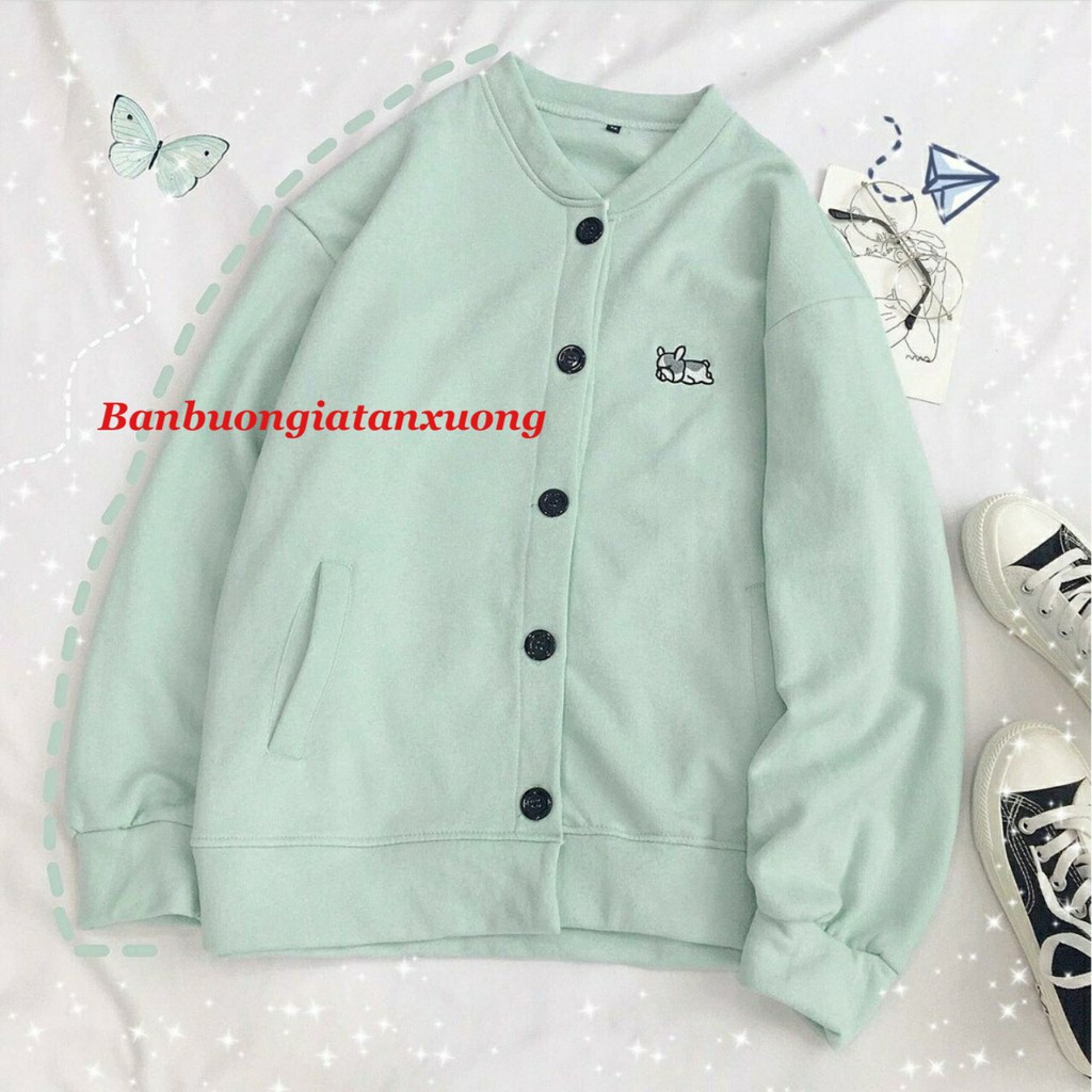 [Mã WASTMAY giảm 15% tối đa 30K đơn 150K] Áo khoác nữ bomber vải da cá mặt bông thêu chú cún con | BigBuy360 - bigbuy360.vn