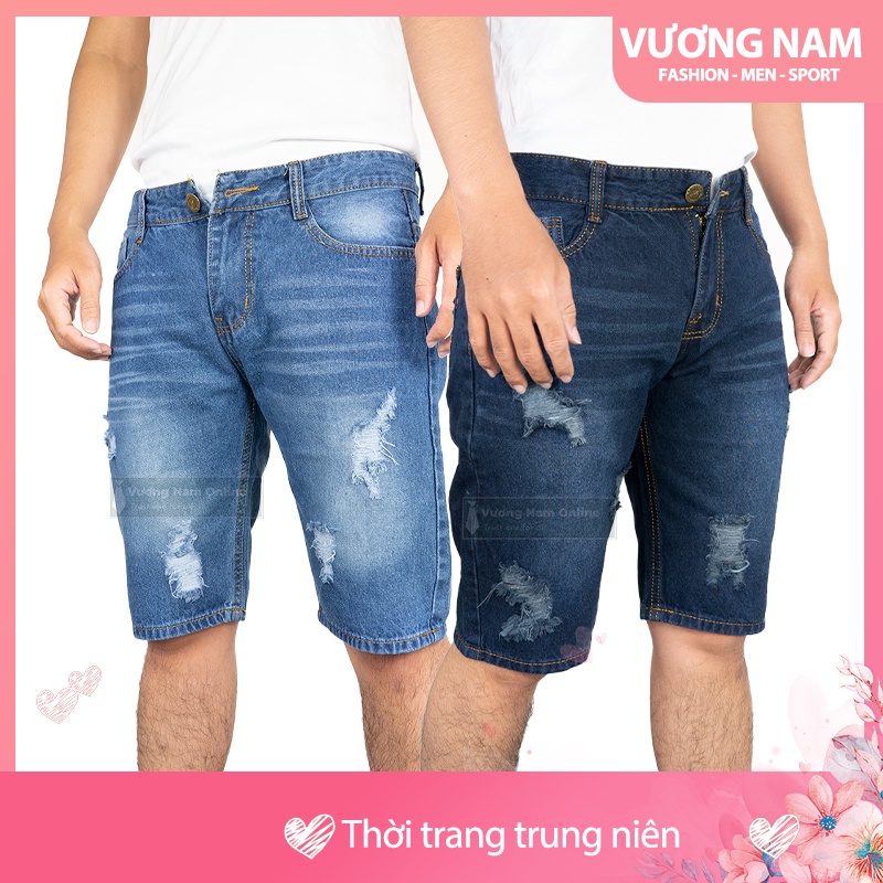 Quần short jean nam chất bò ngắn cao cấp rách xước VN57G