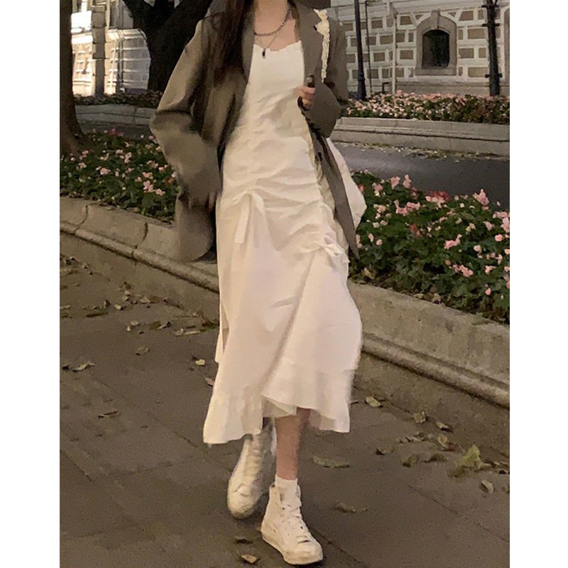 Đầm Dây Nữ Cộc Tay Cổ Tròn Xếp Ly Thời Trang | BigBuy360 - bigbuy360.vn