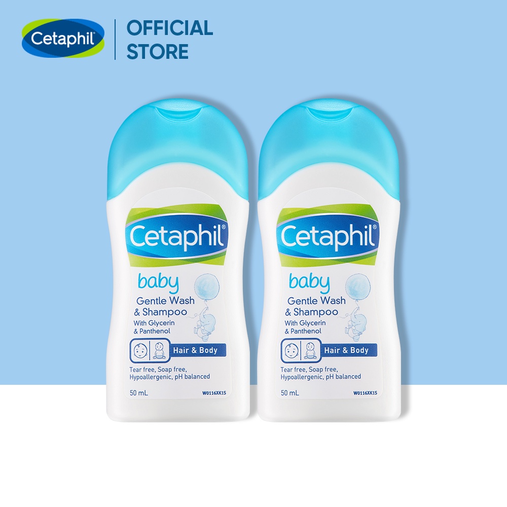 Combo 2 Sữa tắm gội dịu nhẹ cho bé Cetaphil Baby Gentle Wash & Shampoo 50ml/chai