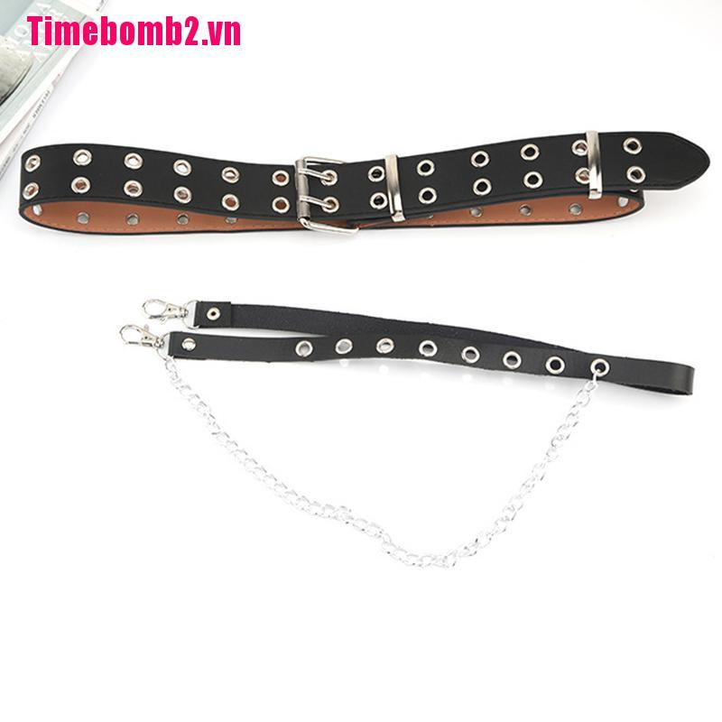 ### Thắt Lưng Da Khóa Kim Loại Phong Cách Gothic