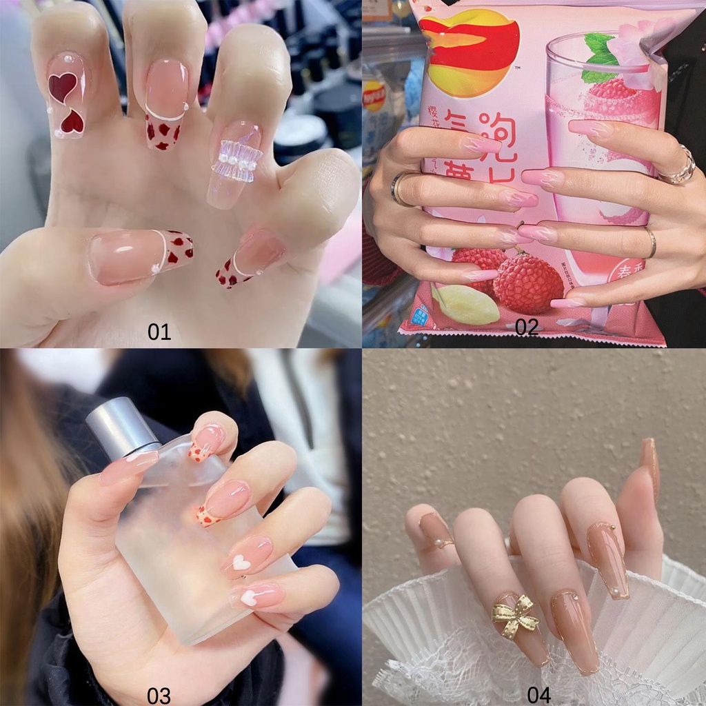 MIHAN1 Hộp 24 Móng Tay Giả Che Phủ Toàn Diện Cho Nữ