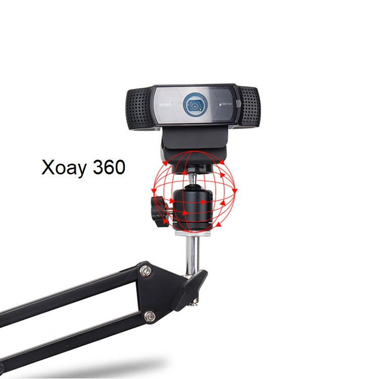 Giá đỡ webcam loại dài to size lớn xoay 360 làm từ thép tặng kèm đầu kẹp điện thoại