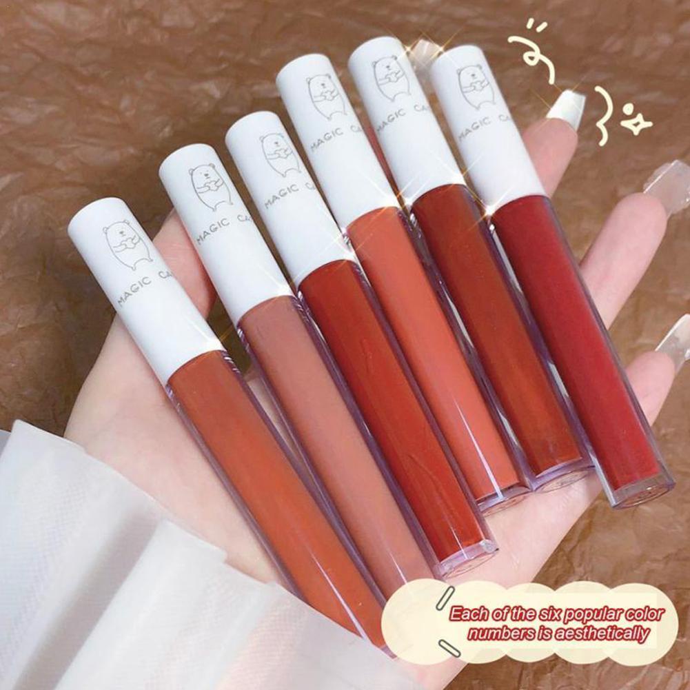 [Hàng mới về] 6 Son môi dạng thỏi màu đỏ tông lì mịn như nhung chống thấm nước trang điểm lâu trôi