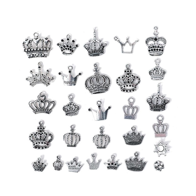 Set 50 mặt trang sức bằng hợp kim kẽm mạ bạc phong cách cổ điển