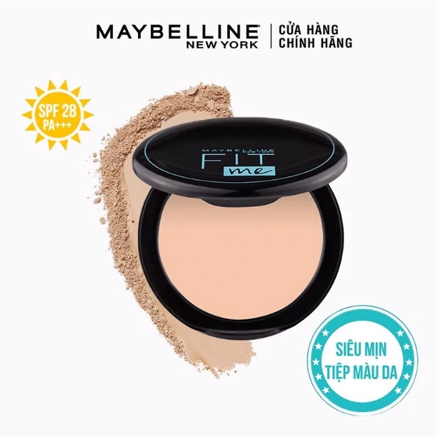 Phấn Nền Maybelline Mịn Nhẹ Kiềm Dầu 6g Fit Me Matte Poreless Compact Powder Chống Nắng SPF28 PA +++