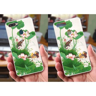 Ốp lưng Oppo A7 (dẻo viền trắng trong) - Hình Chim Công, Cá Chép, Cò