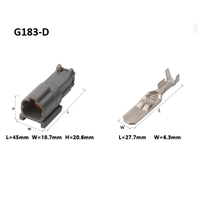 G183-Giắc cắm dây nịt 1 lỗ màu xám 6.3mm