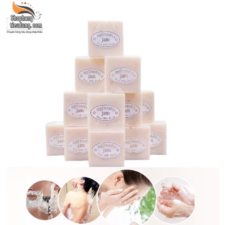 Set 12 bánh xà phòng cám gạo Jam Rice Milk Soap
