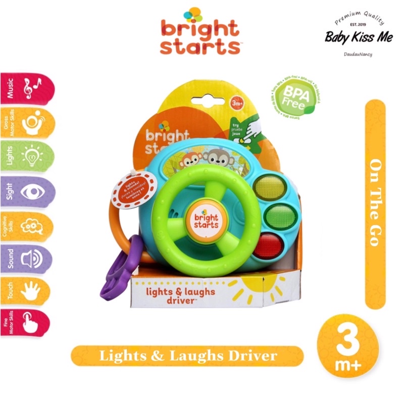 Đồ chơi mô phỏng vô lăng ô tô, có nhạc và đèn cho bé -Lights &amp; Laughs Driver - Bright Starts