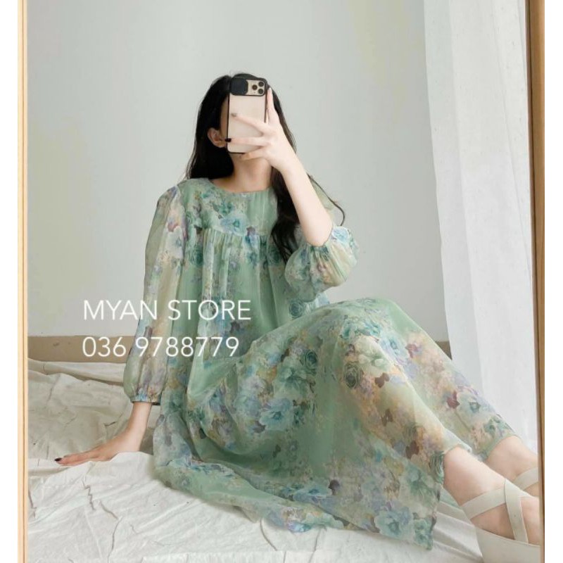 Đầm suông baby doll hoa nhí