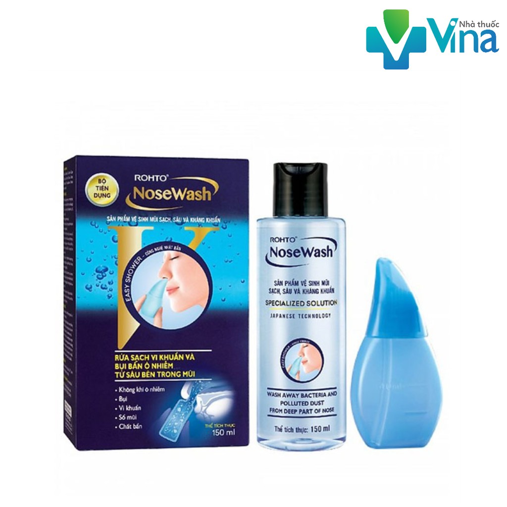 Bộ vệ sinh mũi Rohto NoseWash miniset (1 bình vệ sinh mũi Easy Shower và 1 bình dung dịch 150ml)