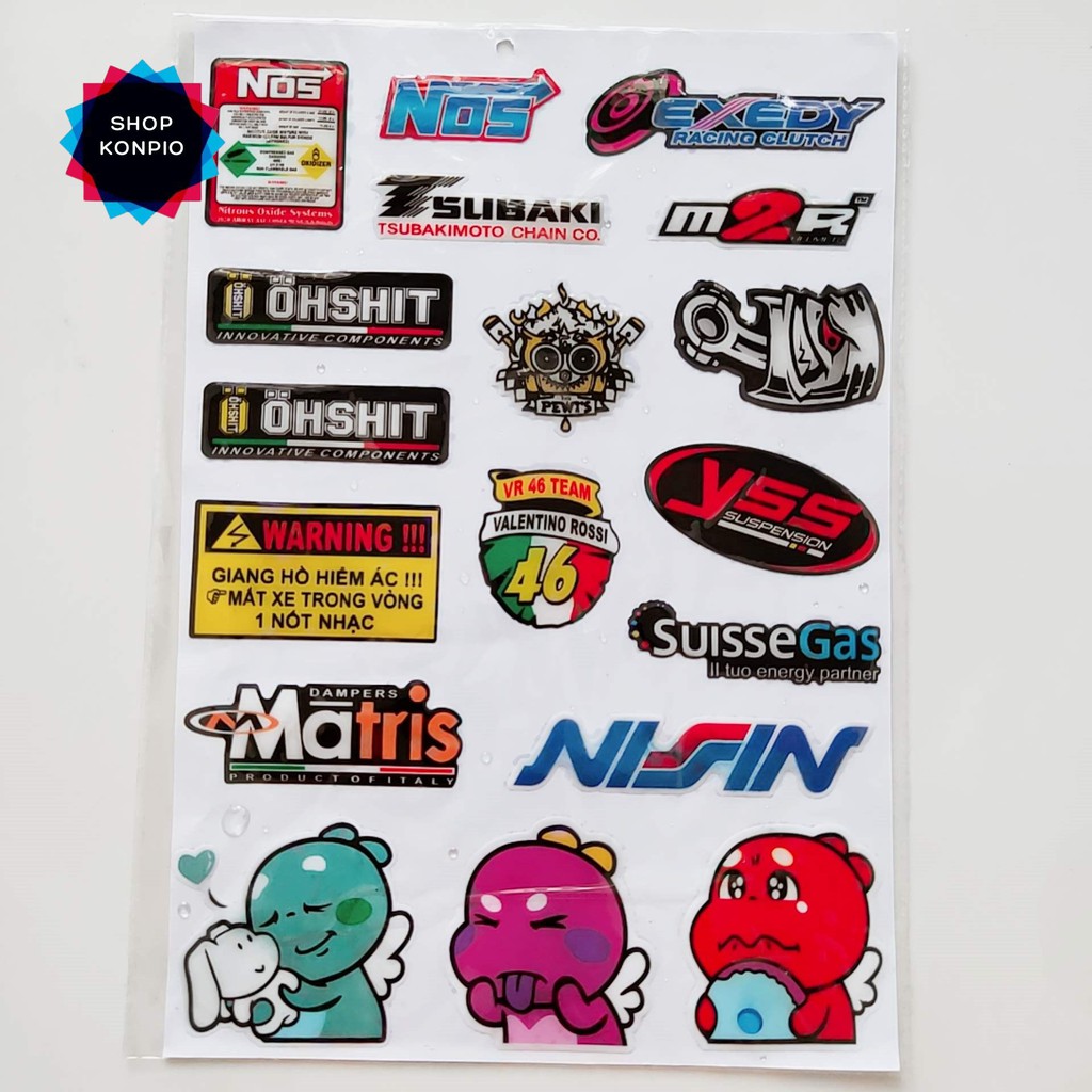 Bộ Tem Sticker Nisin Matris Yss Dập Nổi Cao Cấp Dán Xe Máy, Ô Tô, Mũ Bảo Hiểm, Chống Thấm Nước, Chống Bay Màu