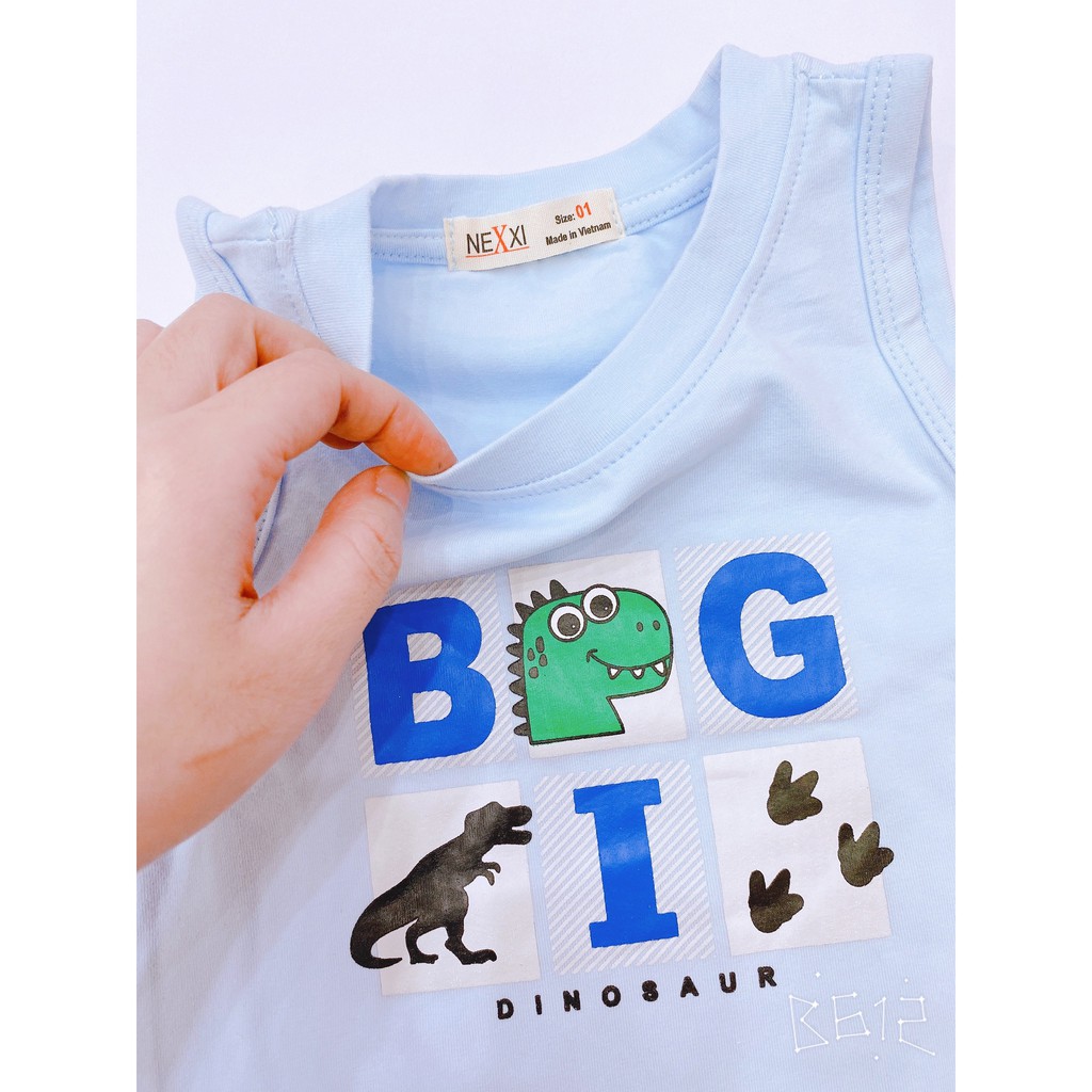 Bộ bé trai sát nách ba lỗ thun cotton 4C in hình áo và họa tiết quần size 1-14 tuổi Rio có sẵn