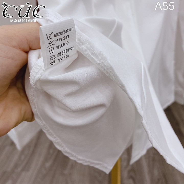 Áo sơ mi nữ trắng dài tay Cúc Fashion áo somi tay dài công sở cao cấp đẹp cổ đức kiểu thời trang đi học A55